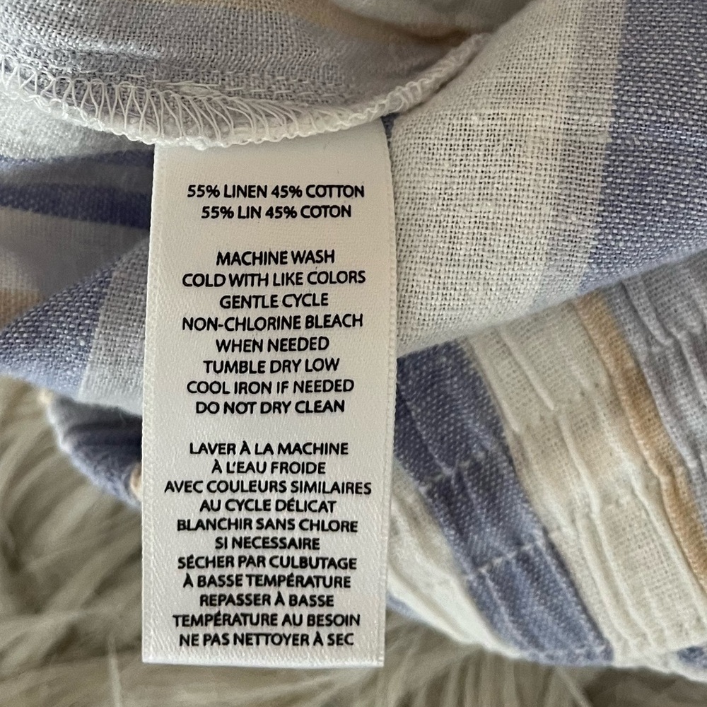 {BeachLunchLounge} Striped Linen Blend Toney Shorts in Eastern Blue - Medium - Picture 8 of 9